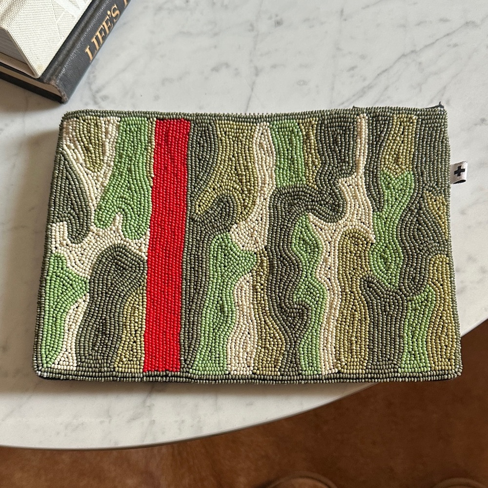 ALLOY Camouflage Clutch with Red Accent